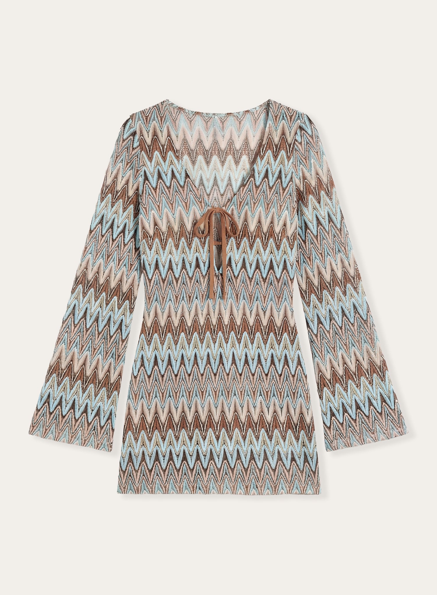 Abstract Chevron Print Knitted Keyhole Mini Dress